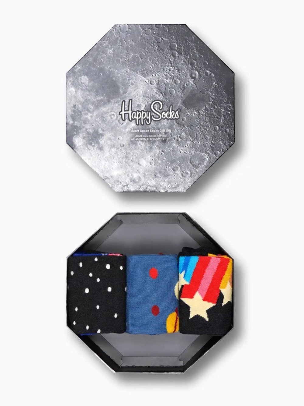 Happy Socks Unisex 3-Pack Outer Space Crew Socks Gift Set, Size: 36-40